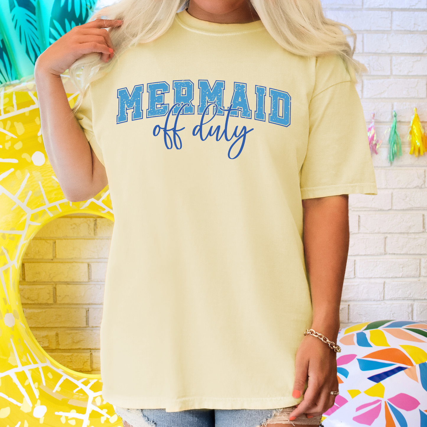 Mermaid Off Duty Comfort Colors T-Shirt | Beach Summer Shirt for Women | Coastal Graphic Tee | Vacation Shirt | Cute Mermaid Tee