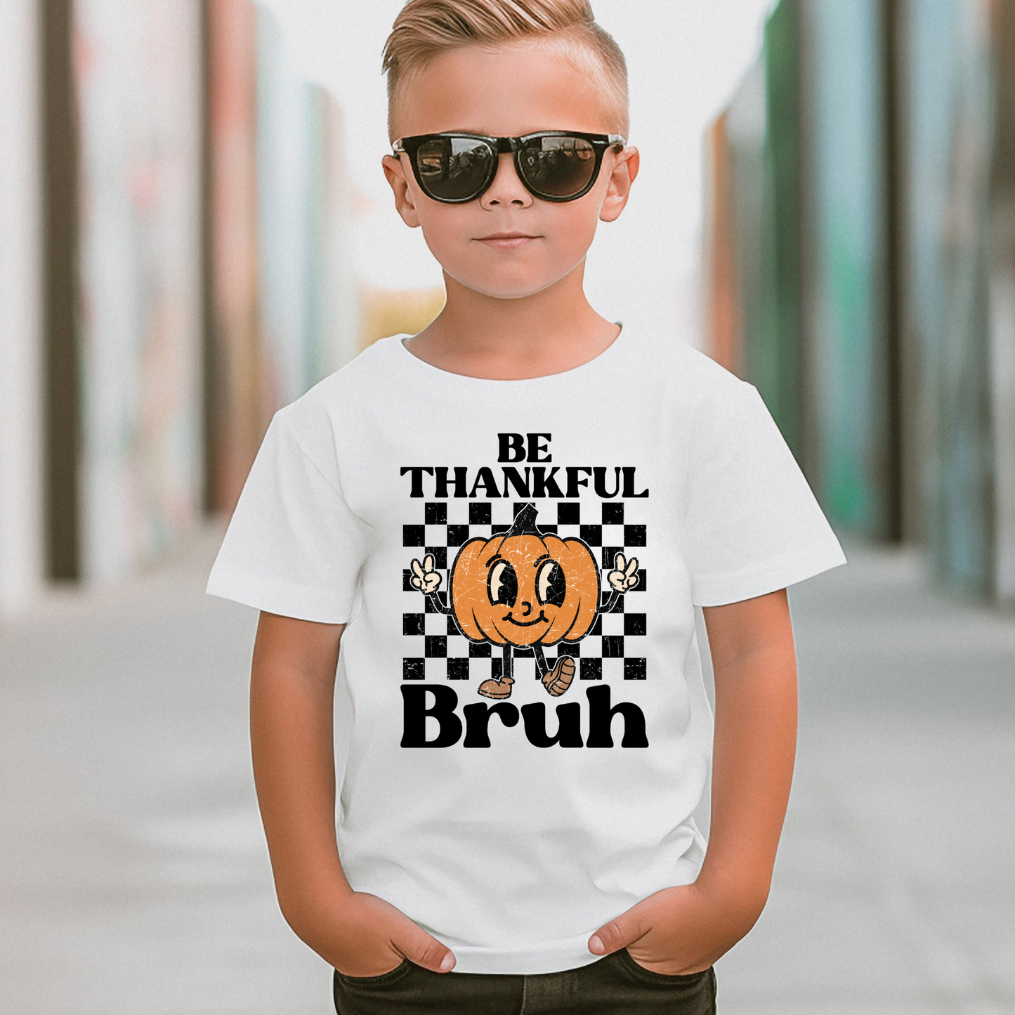 Be Thankful Bruh Shirt for Boys | Funny Thanksgiving Shirt for Kids | Boys Fall Short Sleeve or Long Sleeve Tee | Cute Turkey Day Outfit