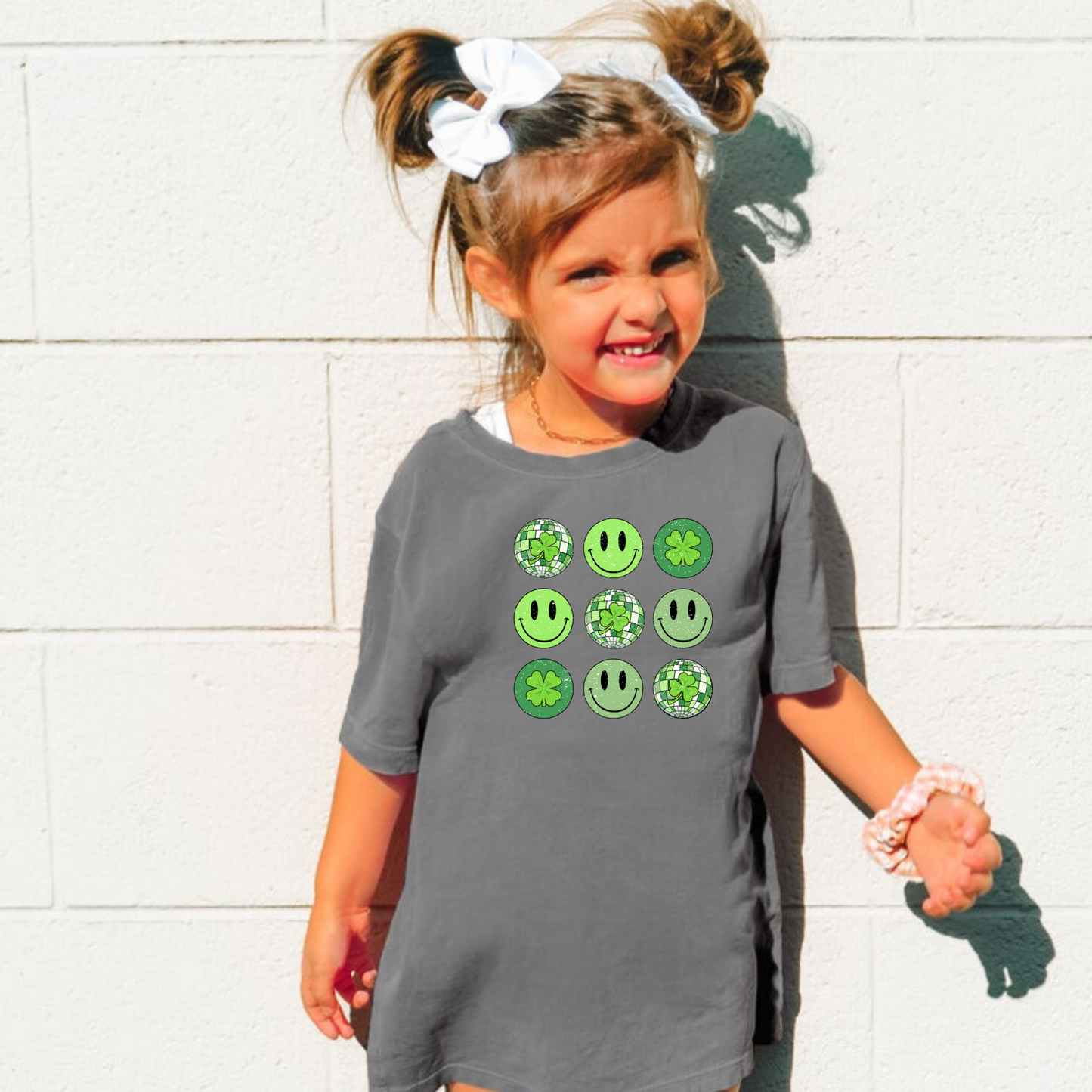 Smiley Face Disco Ball St. Patrick's Day Shirt for Girls