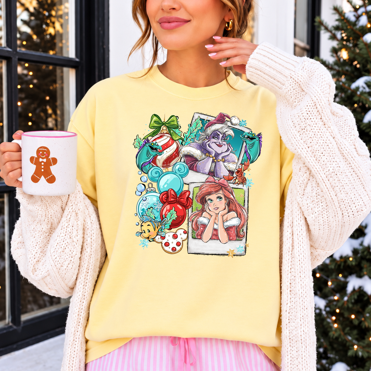 Princess Mermaid Collage Magical Christmas Party Shirt | Theme Park Christmas Shirt