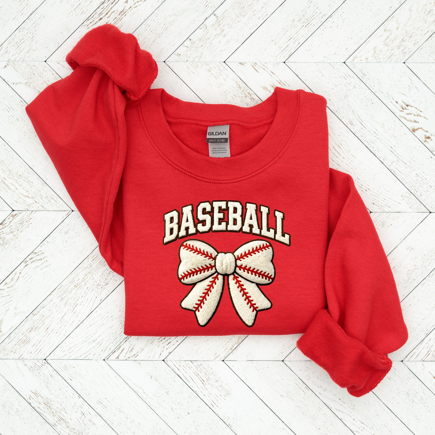 Baseball bow sweatshirt with cute feminine bow design, cozy sports mom crewneck for spring game day and travel ball season