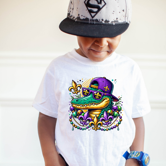 Cute Mardi Gras Alligator Shirt for Kids