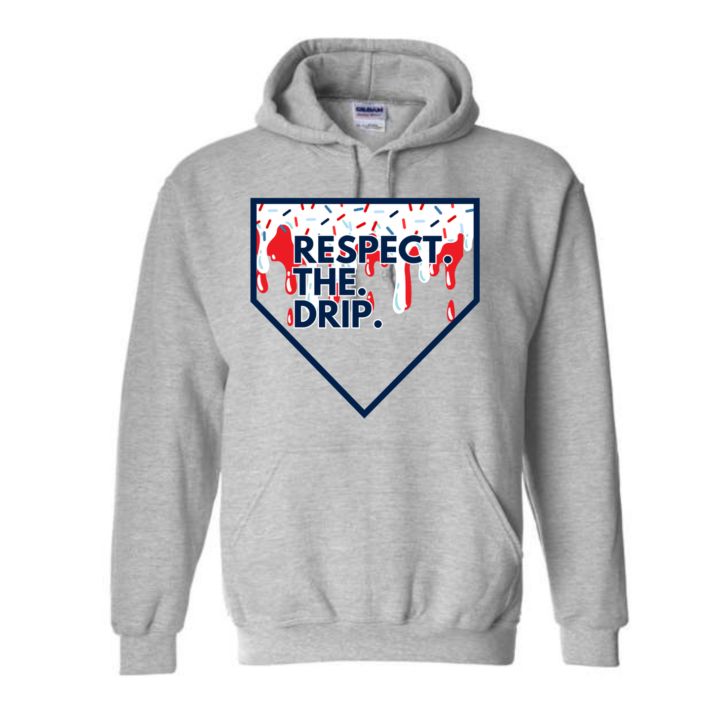 Red White Blue Baseball Drip Hoodie for Boys and Men