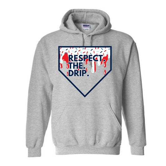 Red White Blue Baseball Drip Hoodie for Boys and Men