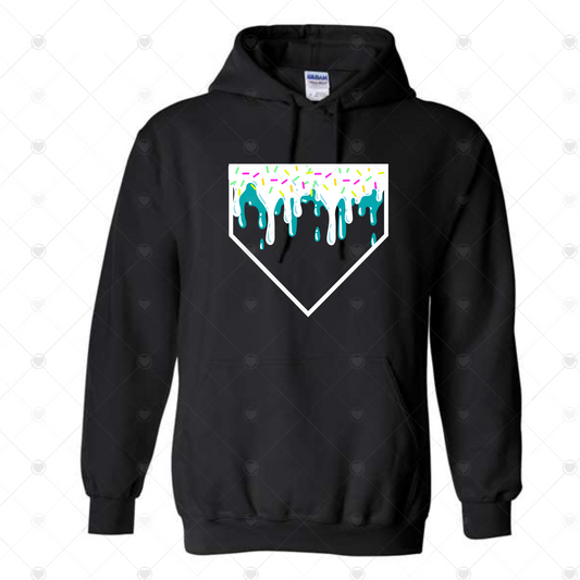 Baseball Home Plate Drip Hoodie for Boys and Men