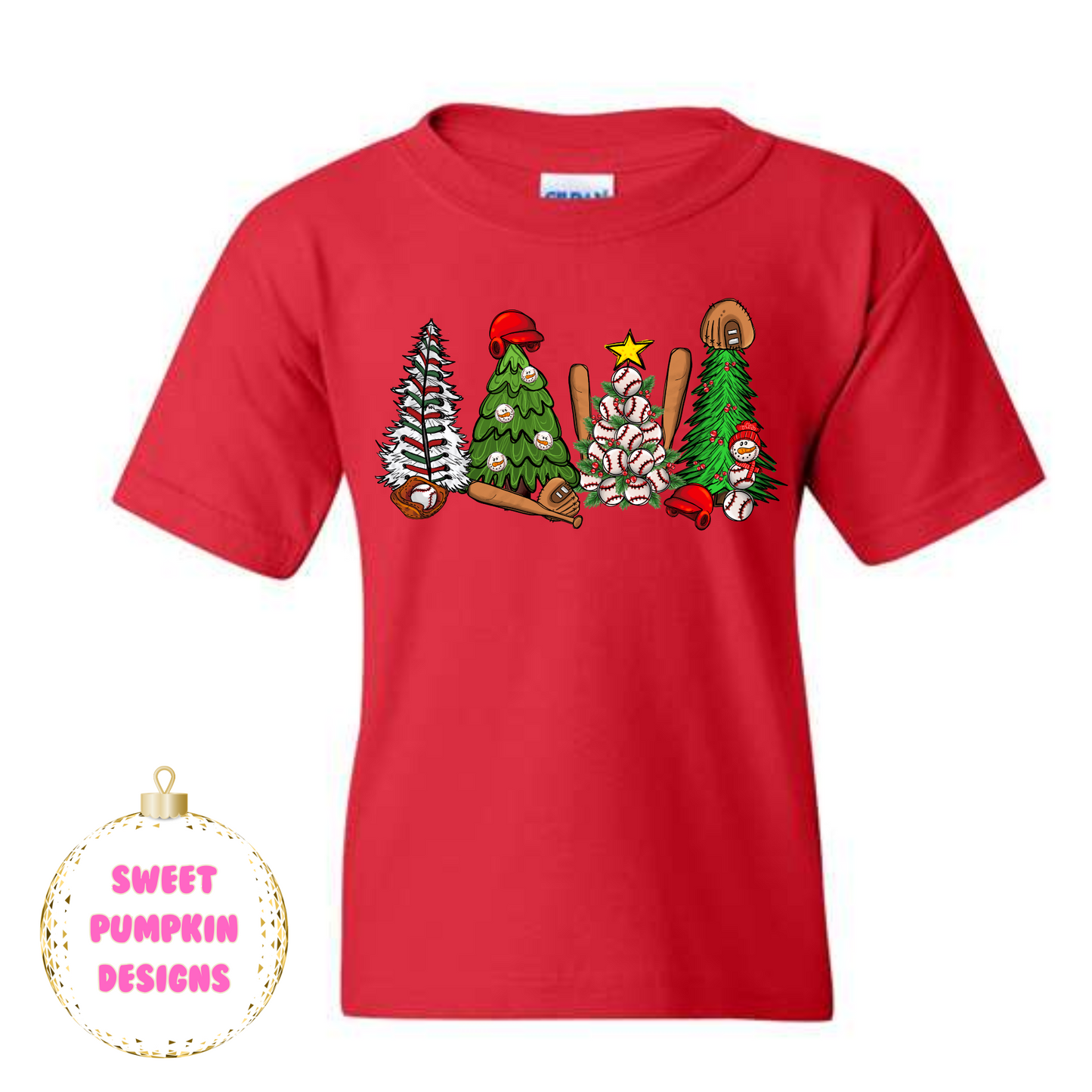 Christmas Baseball Tree Shirt for Kids