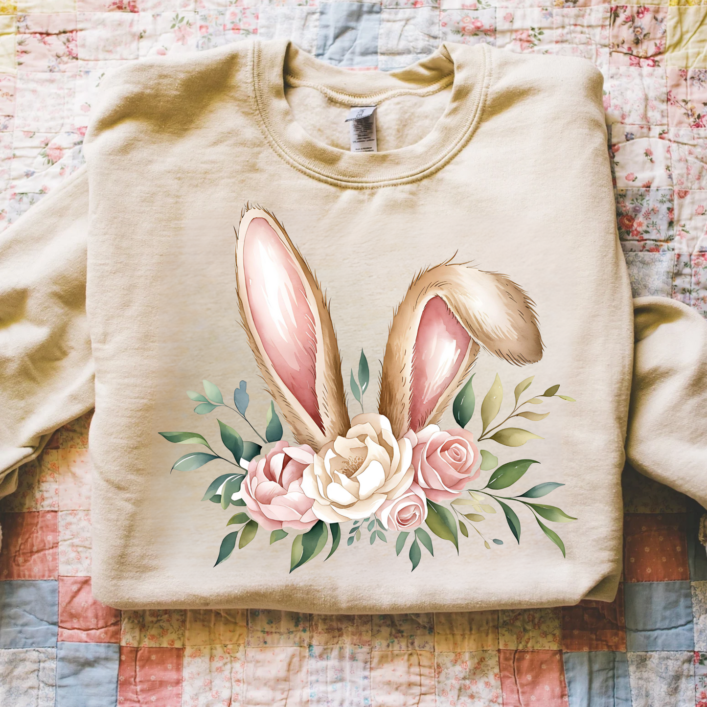 Floral Easter Bunny Ears Sweatshirt for Women