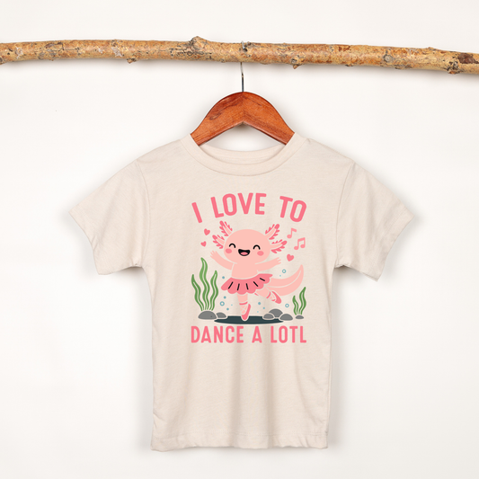 Cute axolotl ballerina dance shirt for girls, adorable ballet recital gift tee for young dancer, soft pink dance class outfit for kids
