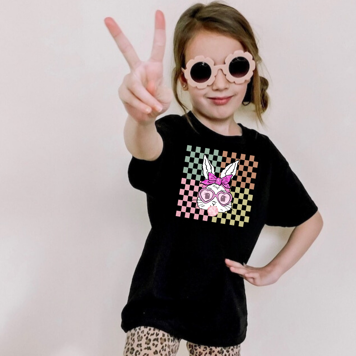 Retro Easter Bunny Shirt for Girls