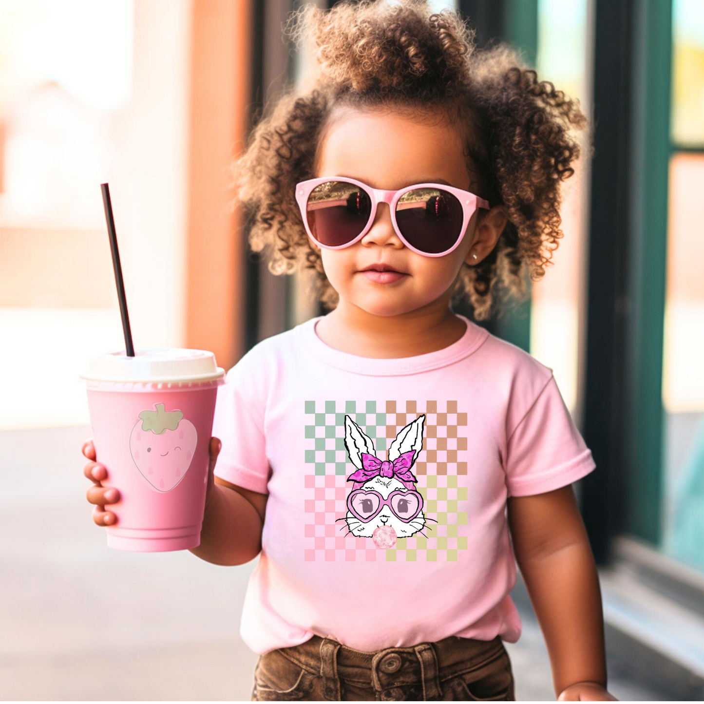 Retro Easter Bunny Shirt for Girls