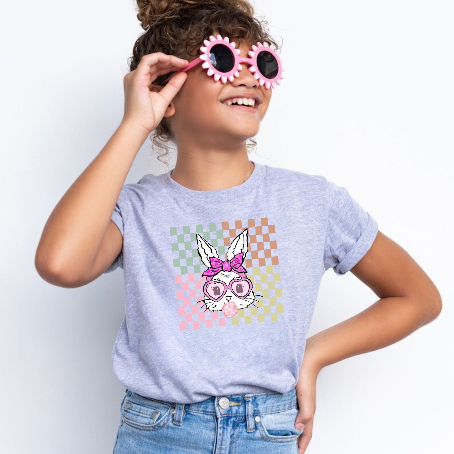 Retro Easter Bunny Shirt for Girls