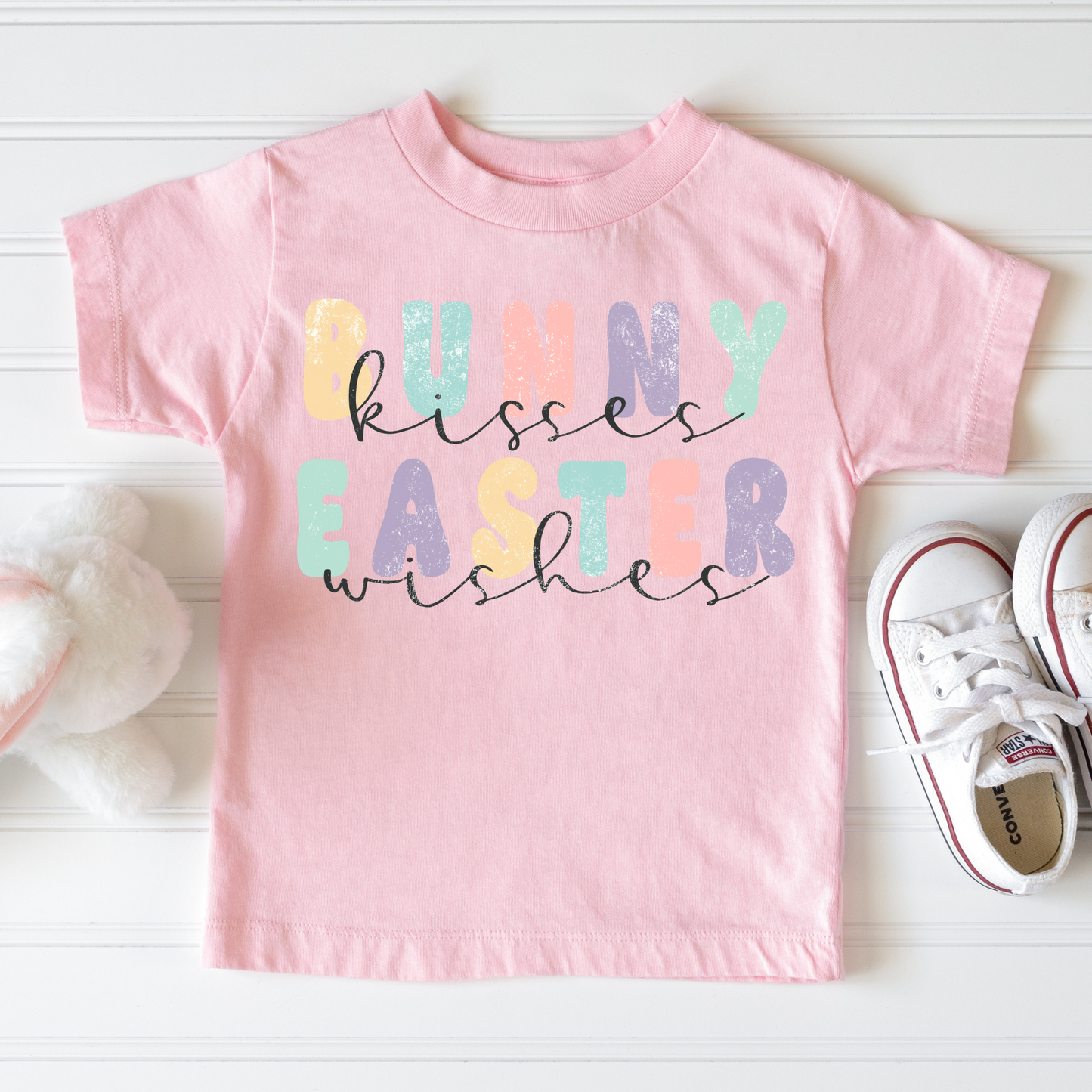 Bunny Kisses Easter Wishes | Easter Shirt for Girls