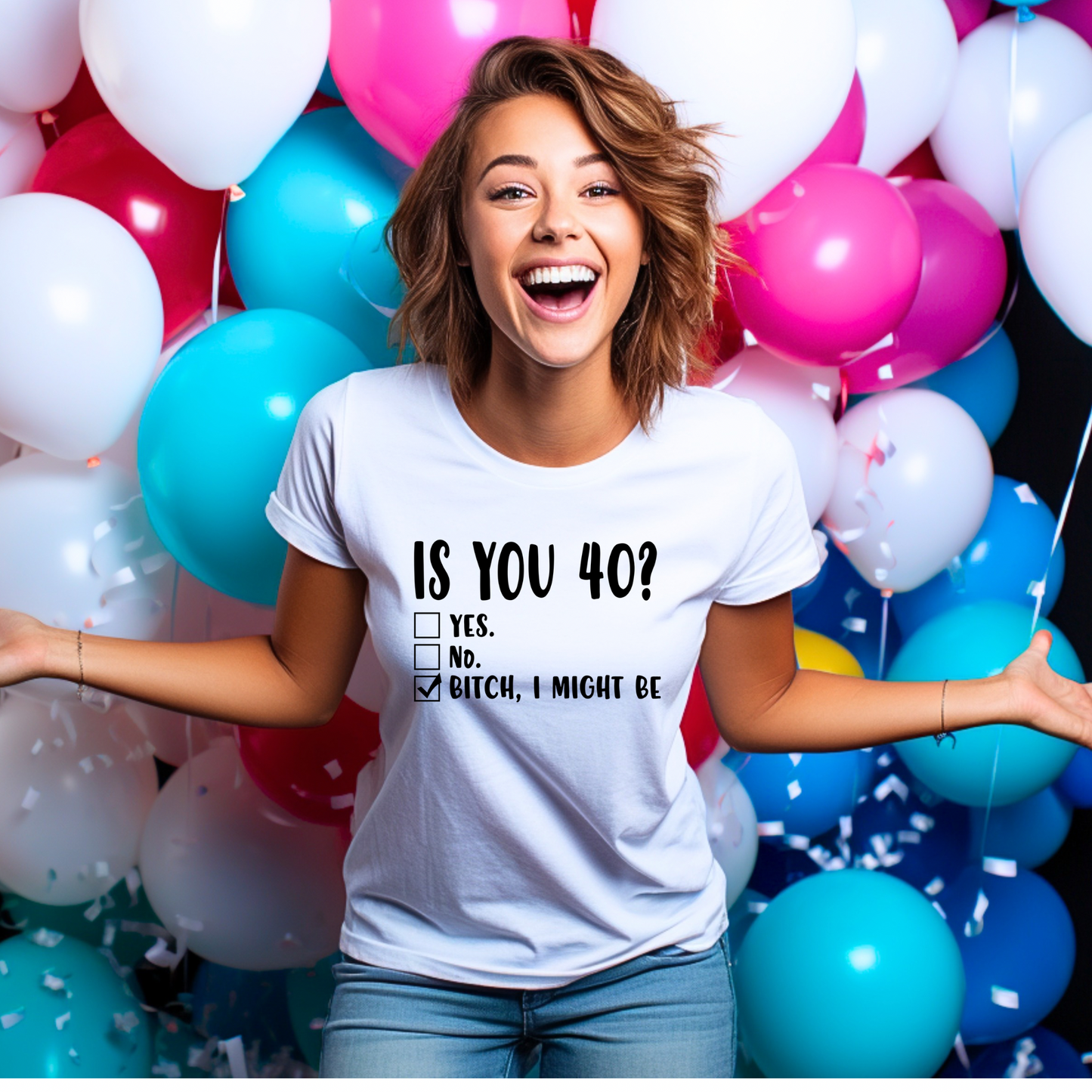 Funny 40th birthday shirt for women with sarcastic milestone design, soft comfy graphic tee perfect for birthday outfits, girls trip celebrations, and gift for her turning forty