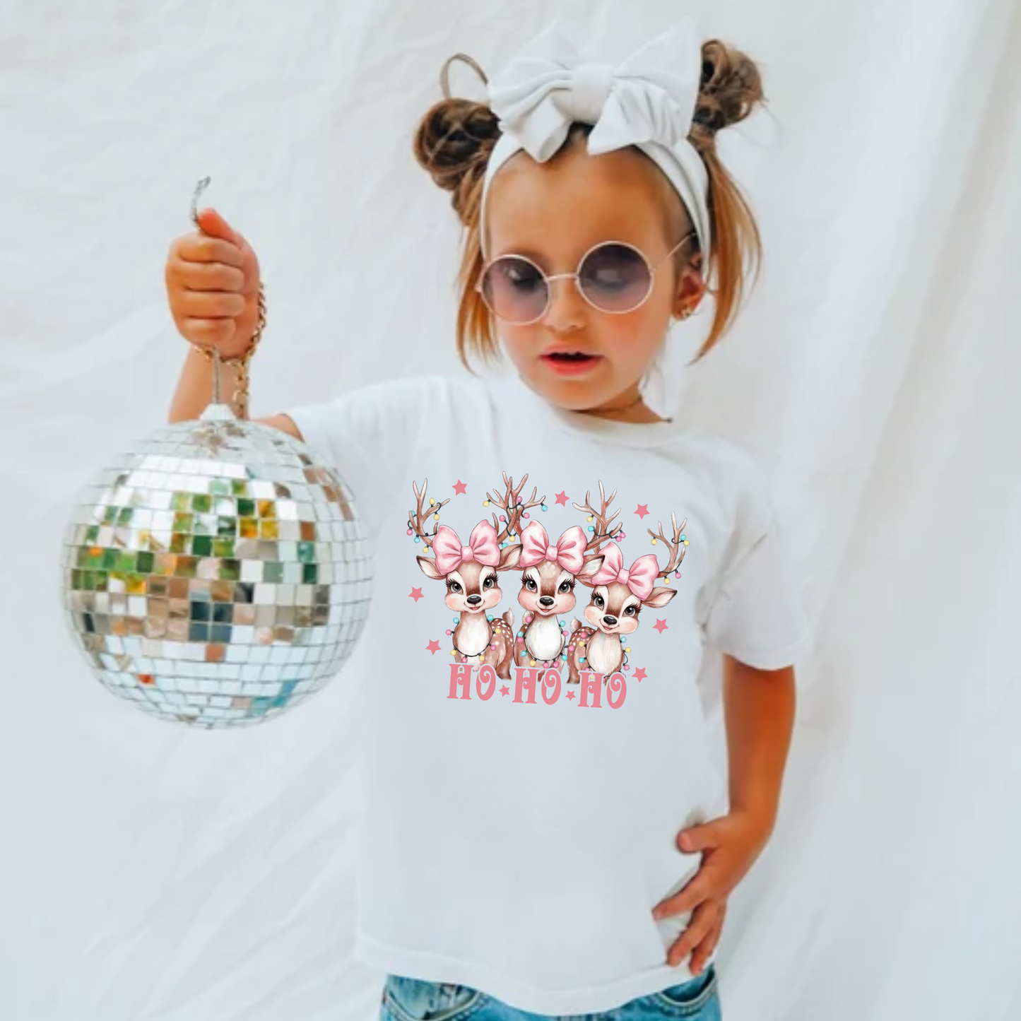 Pink Reindeer Christmas Shirt for Girls