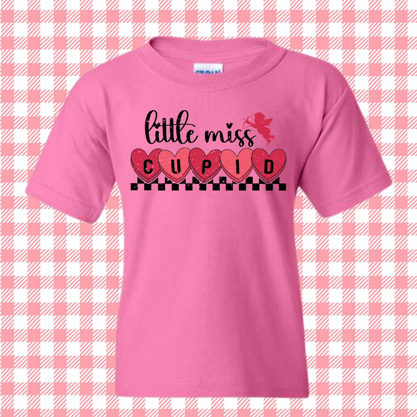 Little Miss Cupid Valentine’s Day Shirt for Girls | Cute Heart Graphic Kids Tee | Valentine Outfit Gift