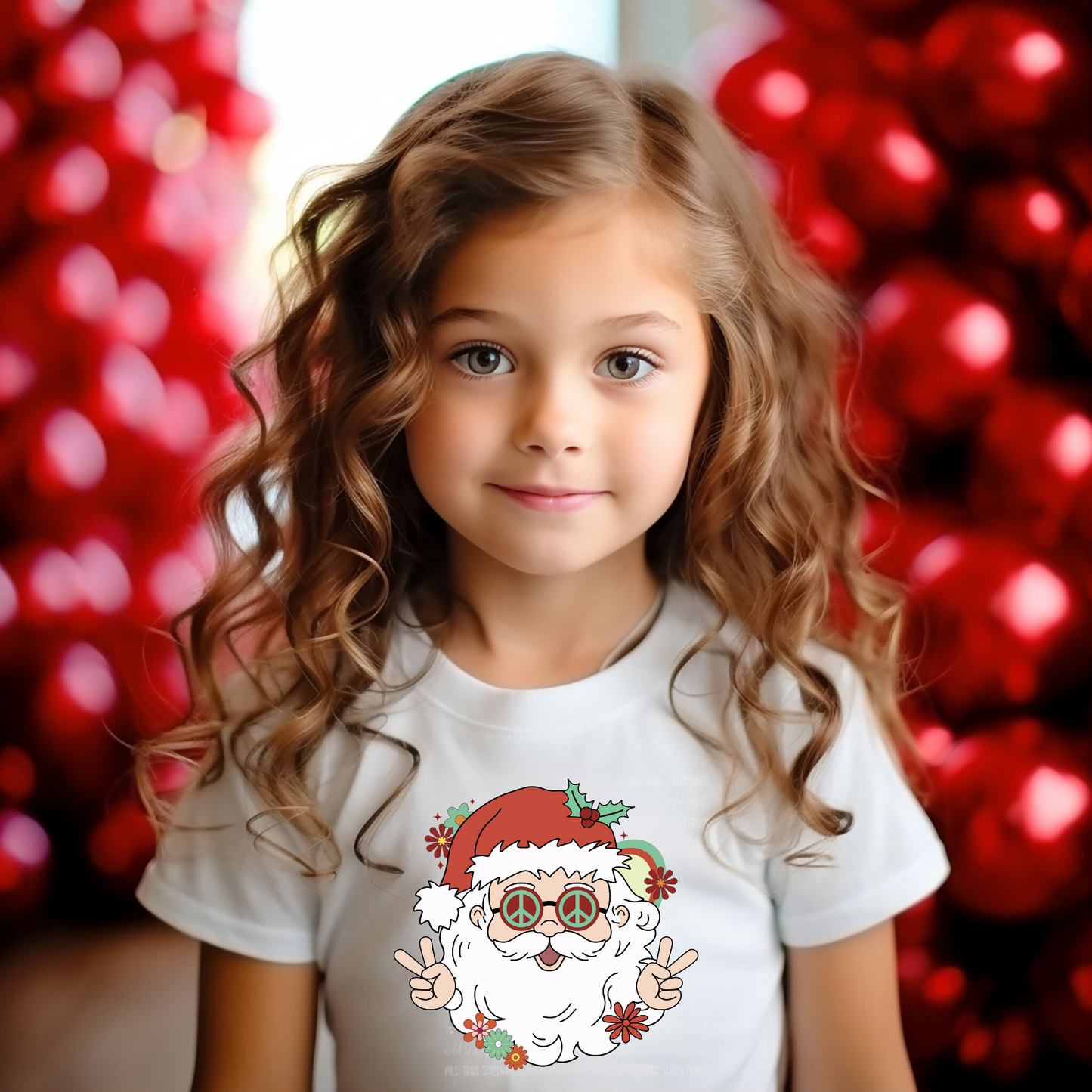 Retro Hippie Santa shirt for kids.