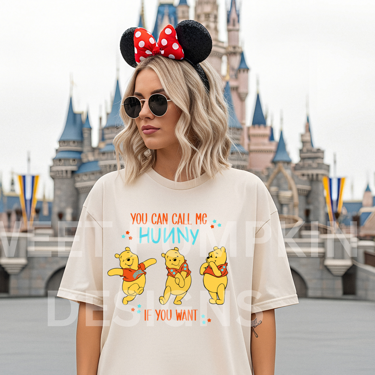 Honey bear graphic t-shirt for women with cozy park day aesthetic