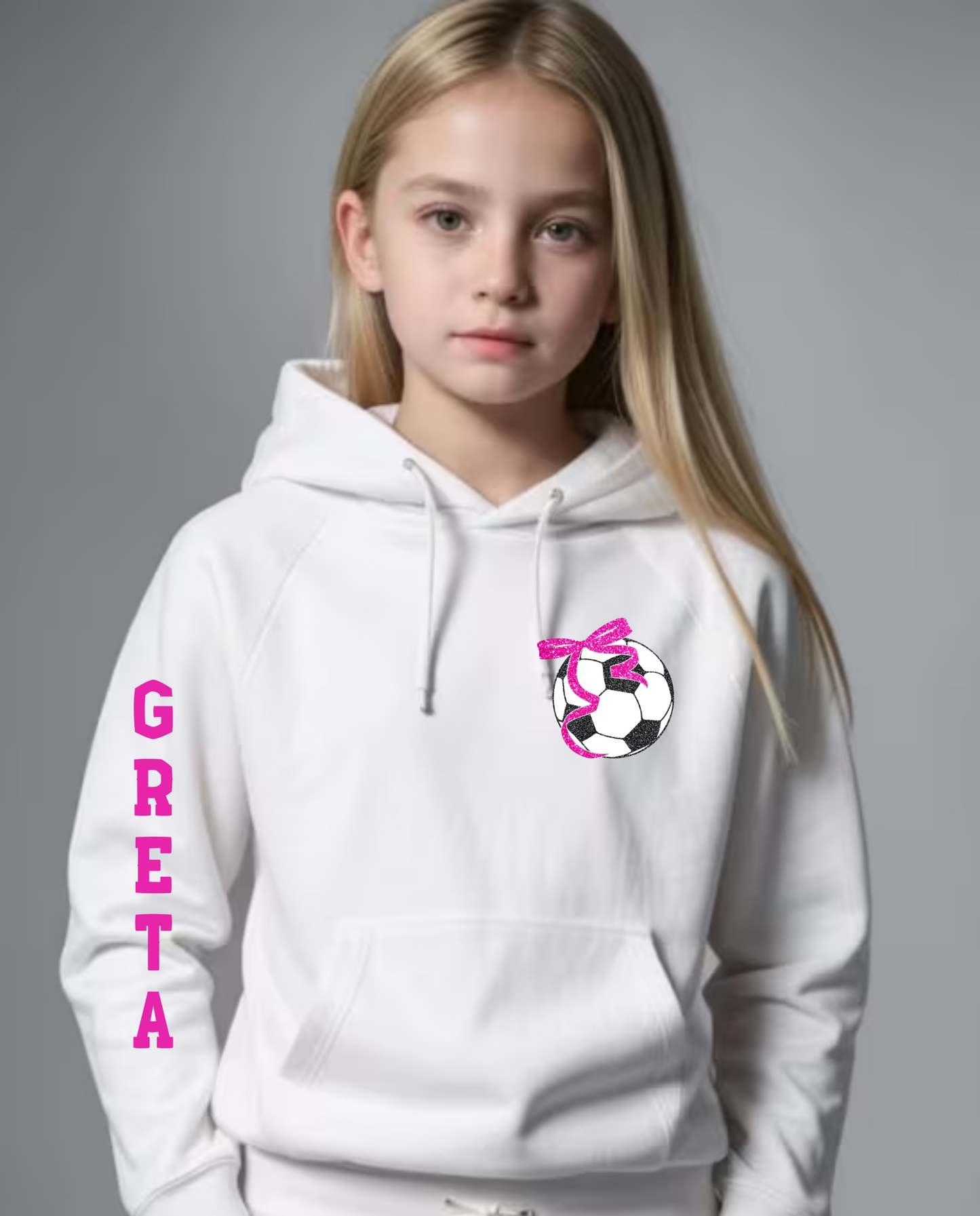 Custom Girls Soccer Hoodie with Name on Sleeve