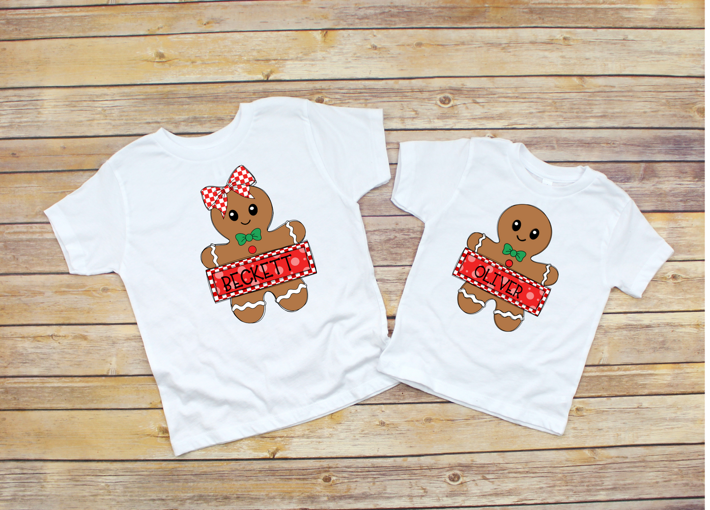 Personalized Boy and Girl Gingerbread Christmas Shirt | Kids Shirt with Name