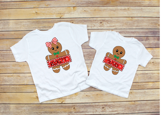 Personalized Boy and Girl Gingerbread Christmas Shirt | Kids Shirt with Name