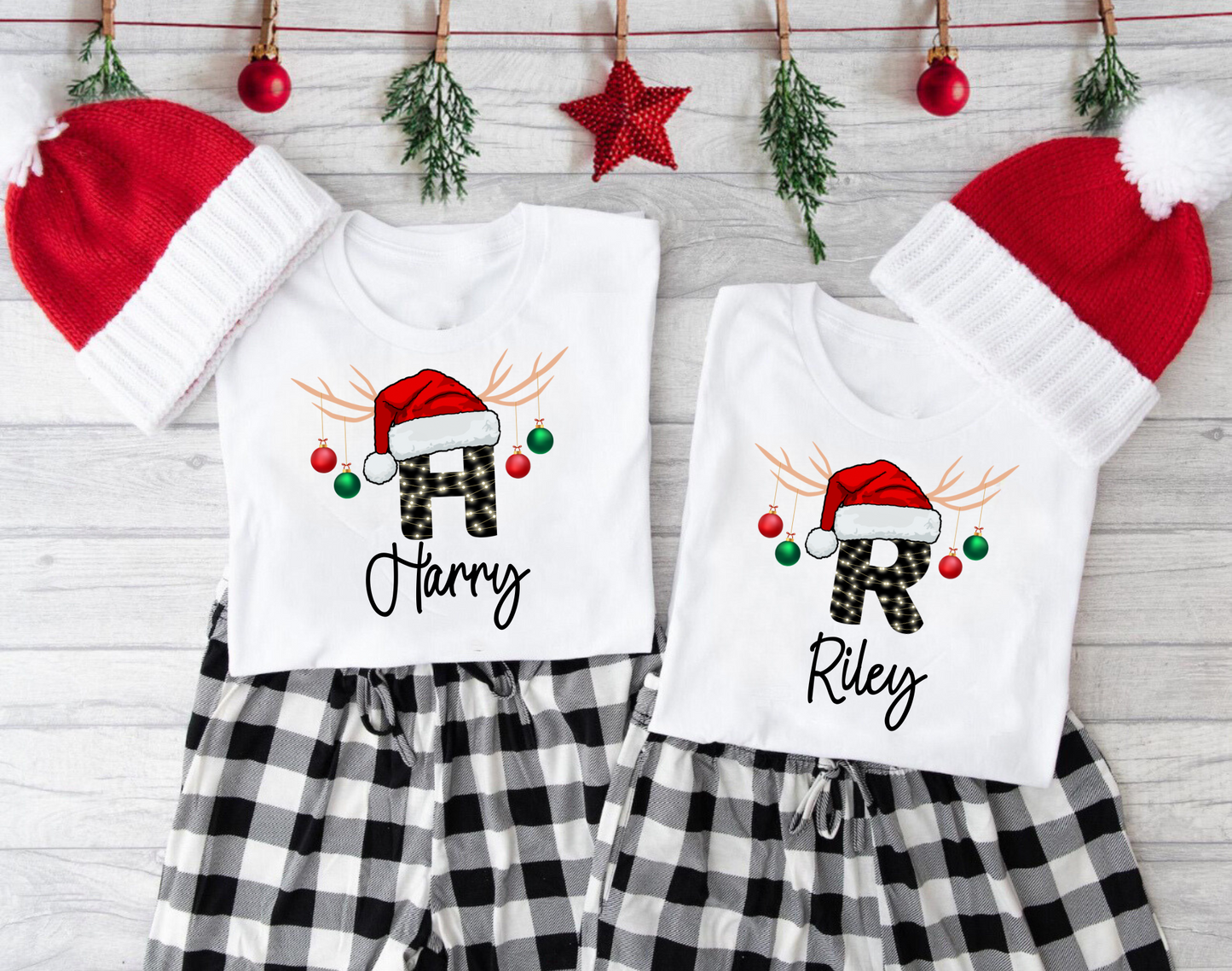Personalized Christmas Shirt for Kids | Kids Shirt with Name and Inital