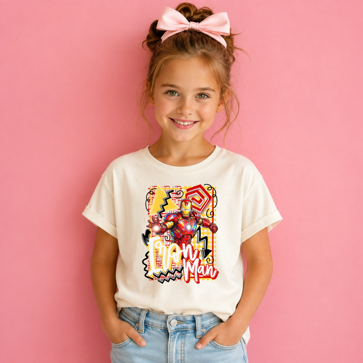 Gildan toddler and youth superhero graphic T-shirt for a California theme park vacation, superhero meet and greet, or matching family park day outfit.