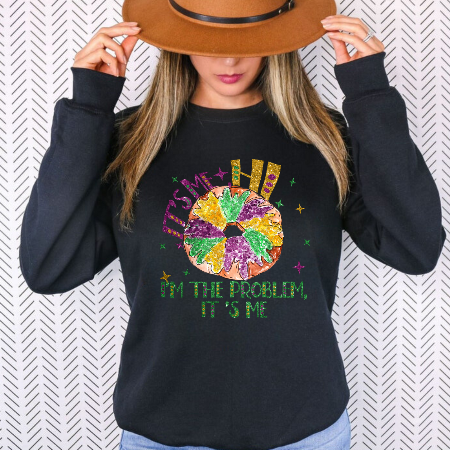 Its me, hi - King Cake Mardi Gras Sweatshirt