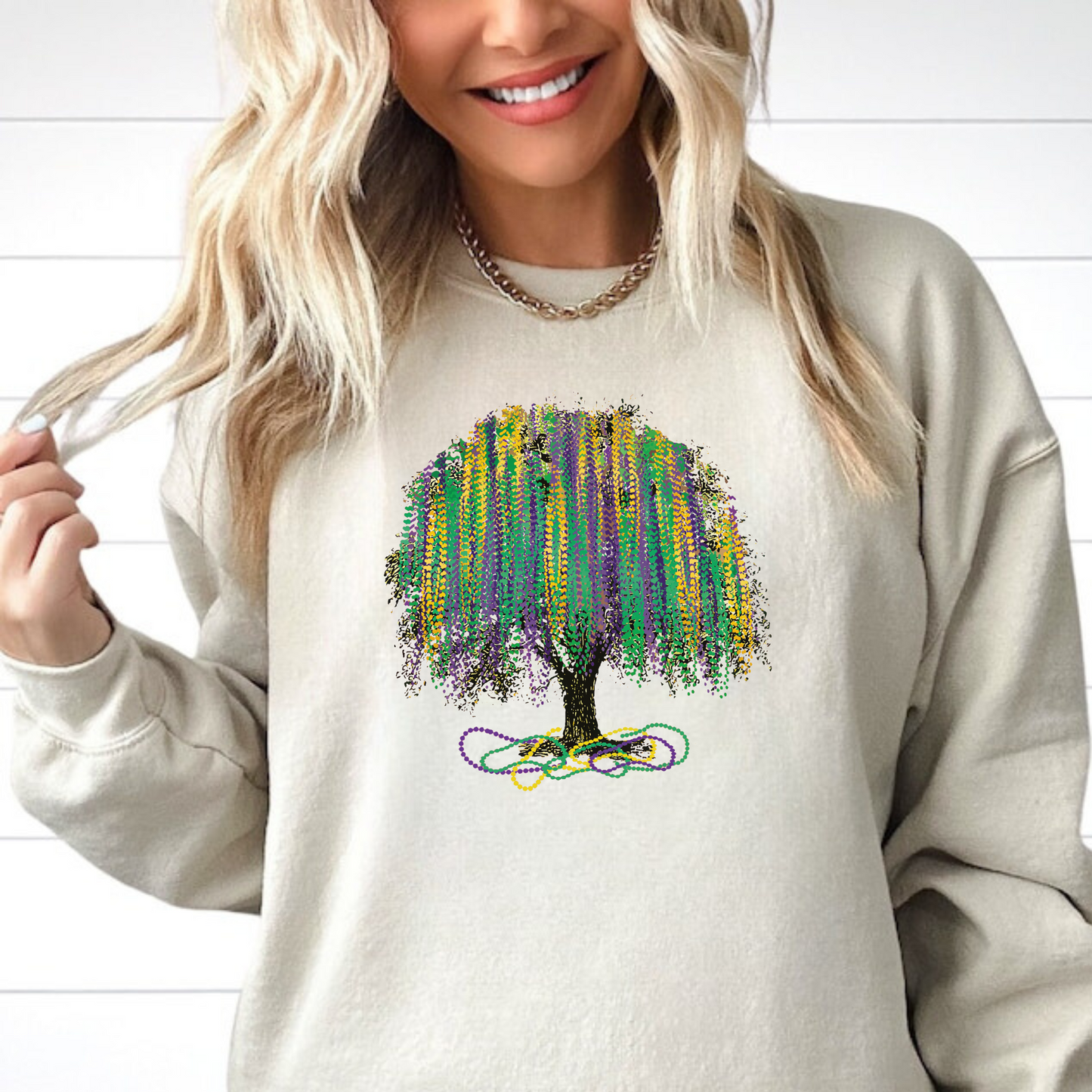 Mardi Gras Bead Tree Sweatshirt