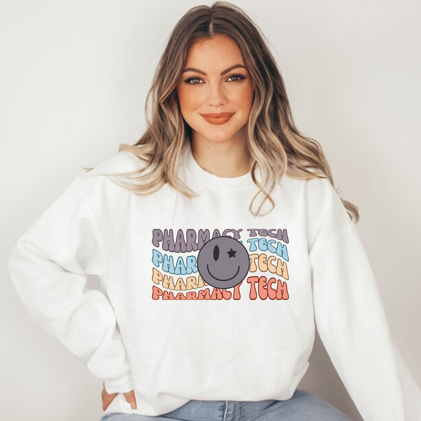 Pharmacy Tech Crewneck Sweatshirt - Cozy and stylish sweater for pharmacy techs to wear as part of their outfit or as a fashion statement