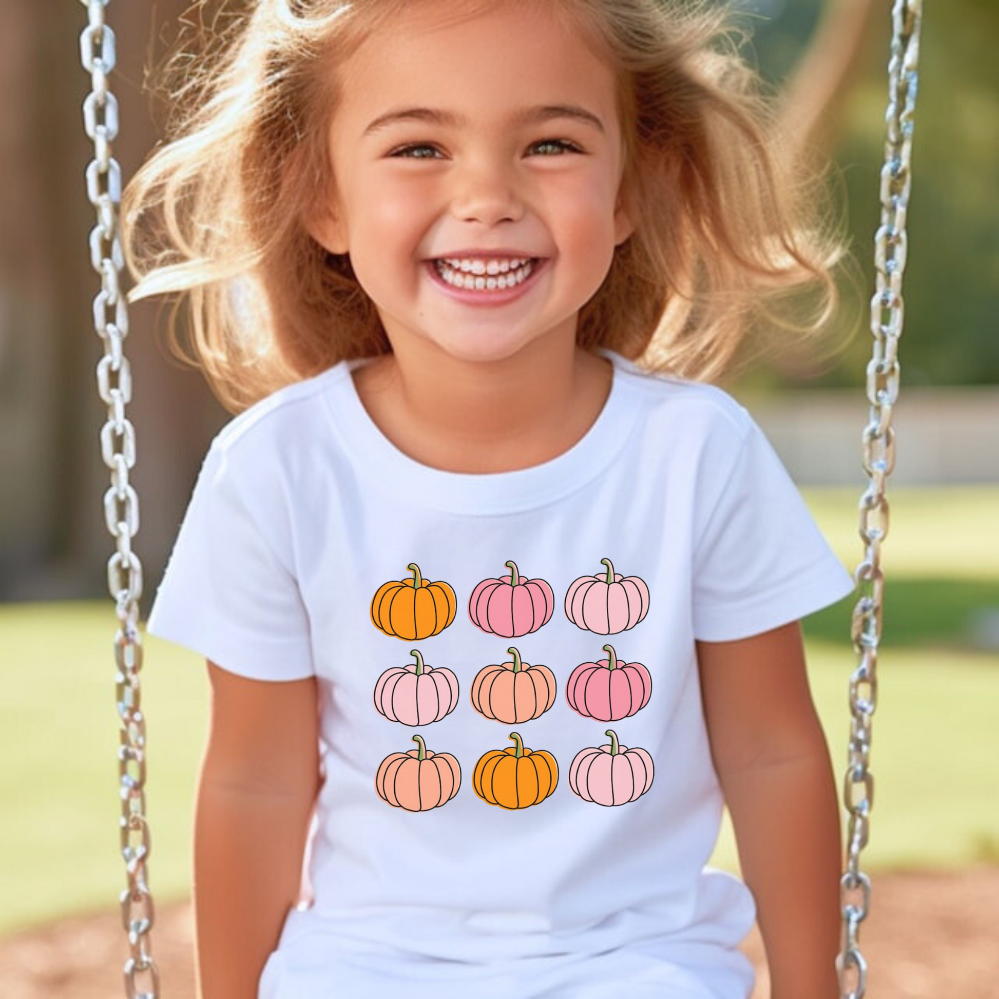 Pink pumpkin shirt for kids.