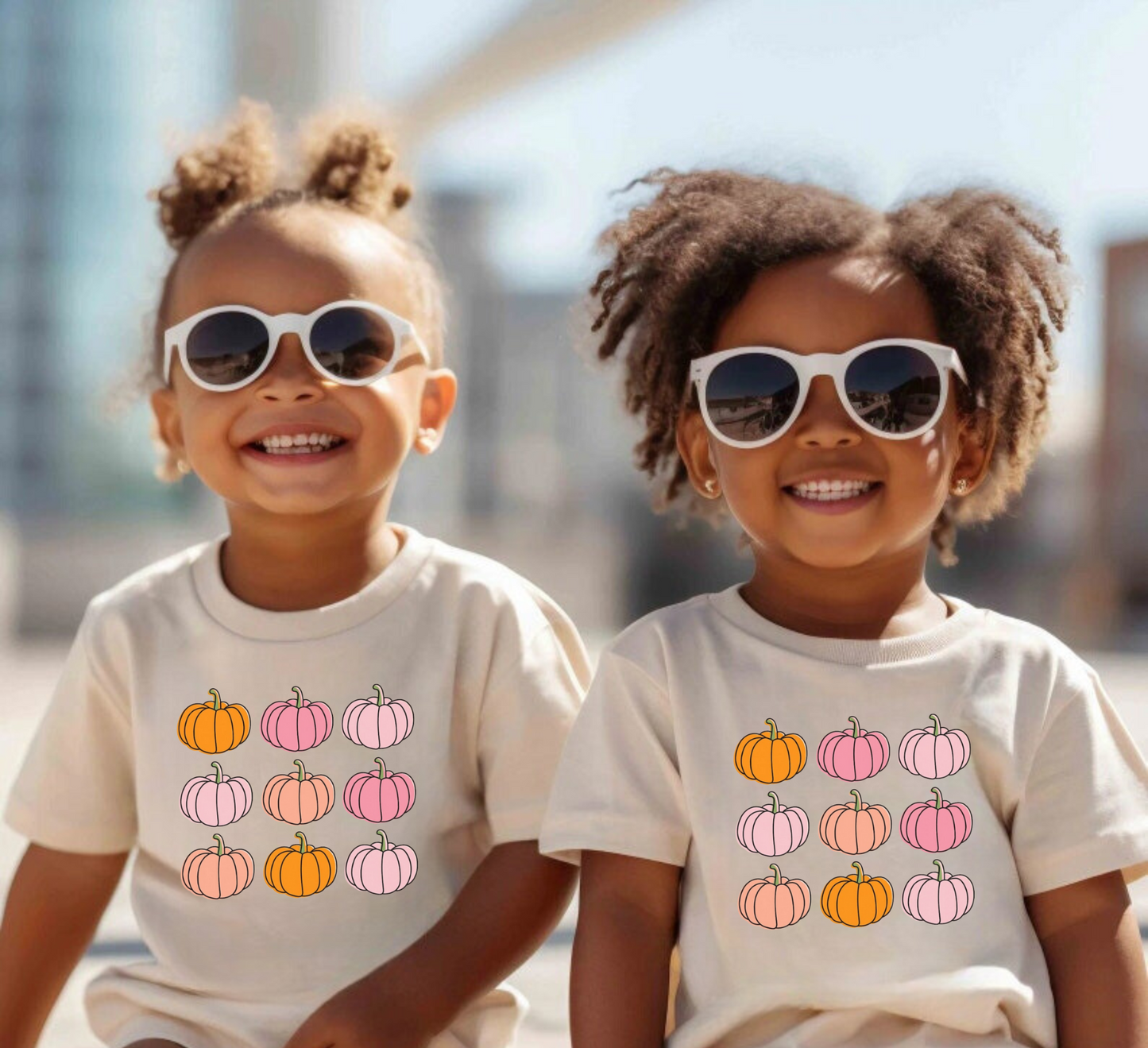 Retro pink pumpkin shirt for girls.