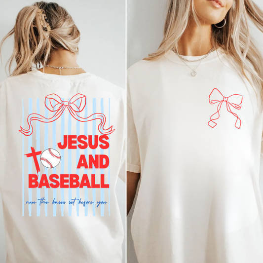 Preppy Christian baseball shirt for women on Comfort Colors tee, faith and baseball graphic, cute game day outfit for baseball mom, soft vintage style shirt for women