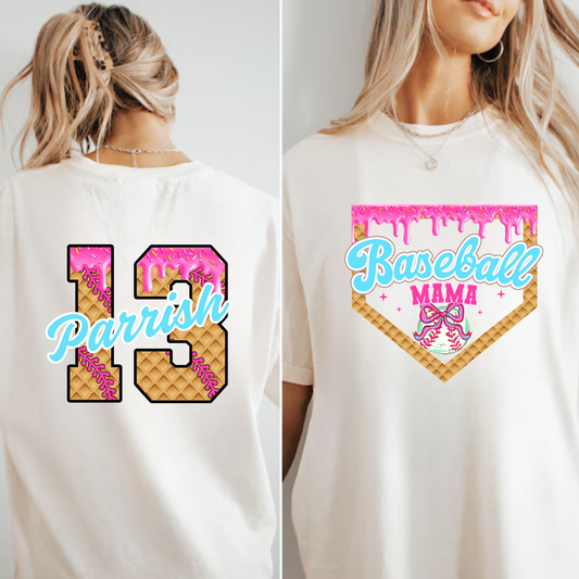 CUSTOM Baseball Ice Cream Dip Mama Shirt