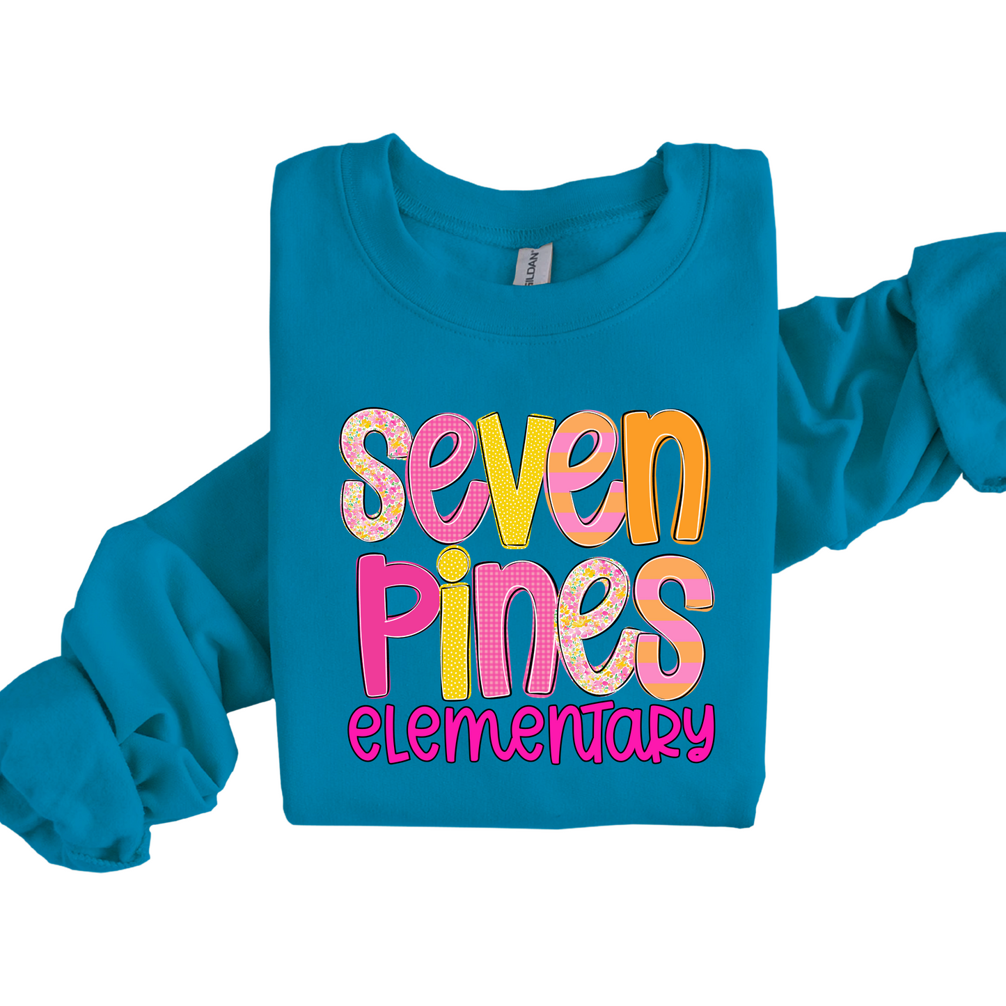 Seven Pines Elementary School Shirt Design 13 CREWNECK SWEATSHIRT