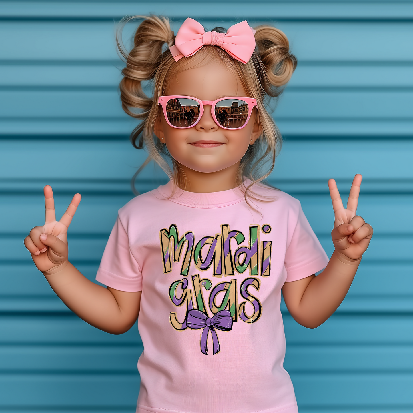 Mardi Gras Bow Shirt for Girls