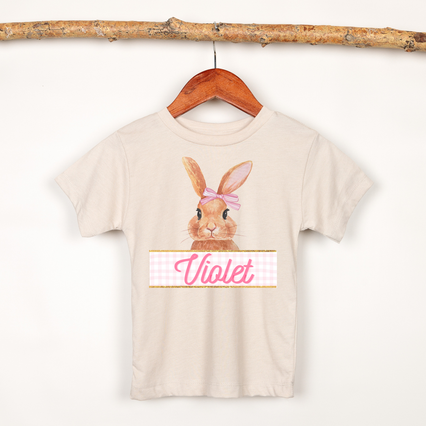 Custom Easter Bunny Shirt for Girls with Name Personalization
