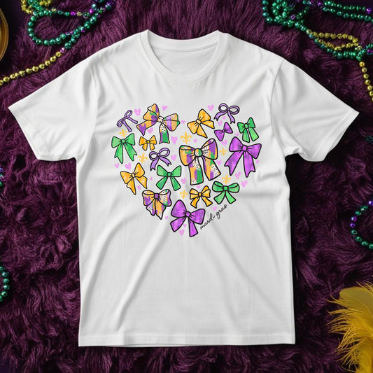 Mardi Gras Heart Bow Shirt