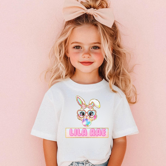 Custom Easter Bunny Shirt for Girls with Name Personalization