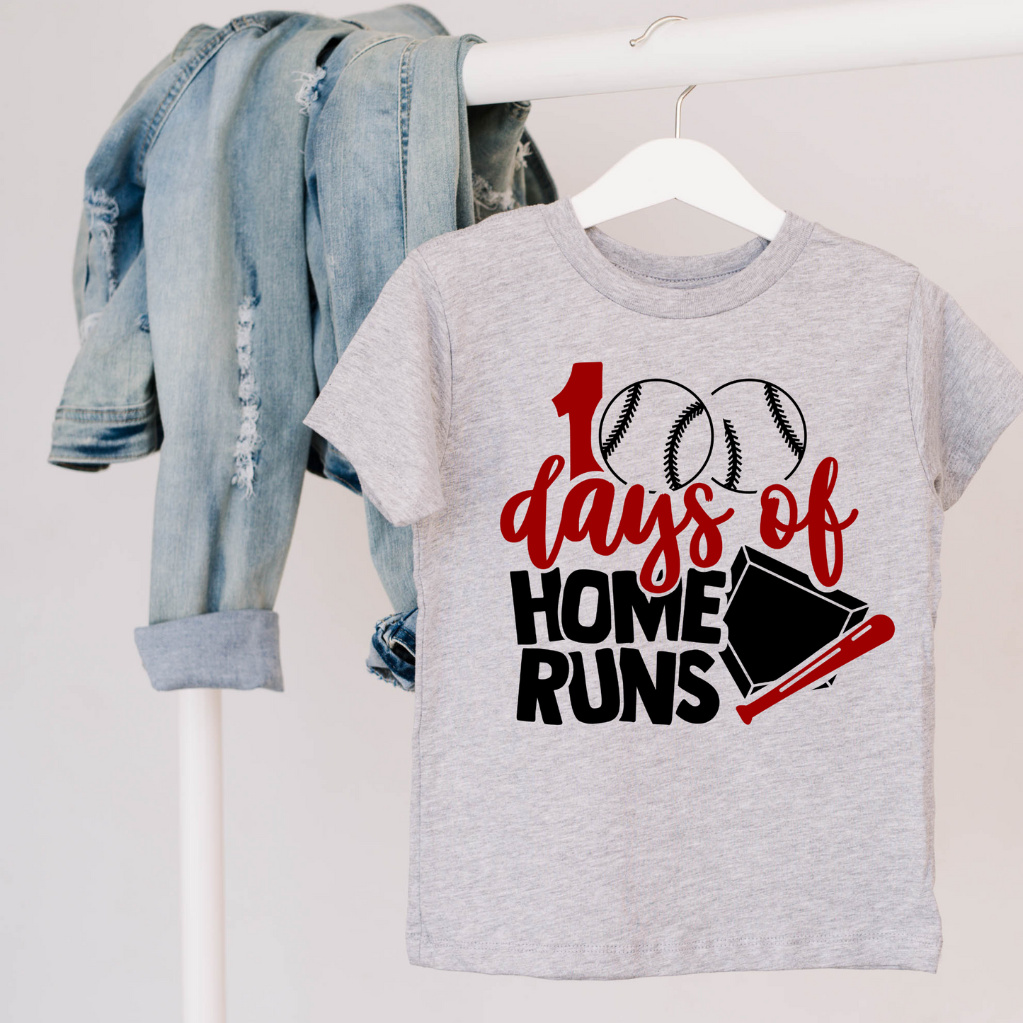 100 days of home runs baseball shirt