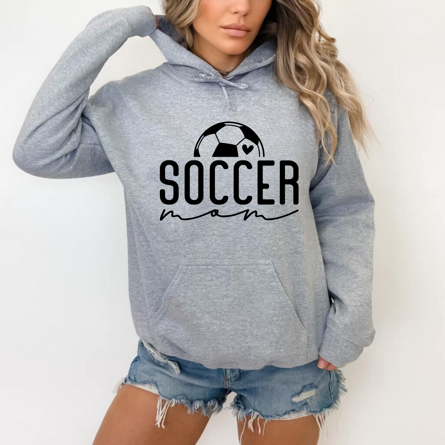 Cozy soccer mom hoodie sweatshirt - Stay warm and comfortable while supporting your soccer player at the games. Perfect for stylishly cheering on your athlete as a soccer mama.