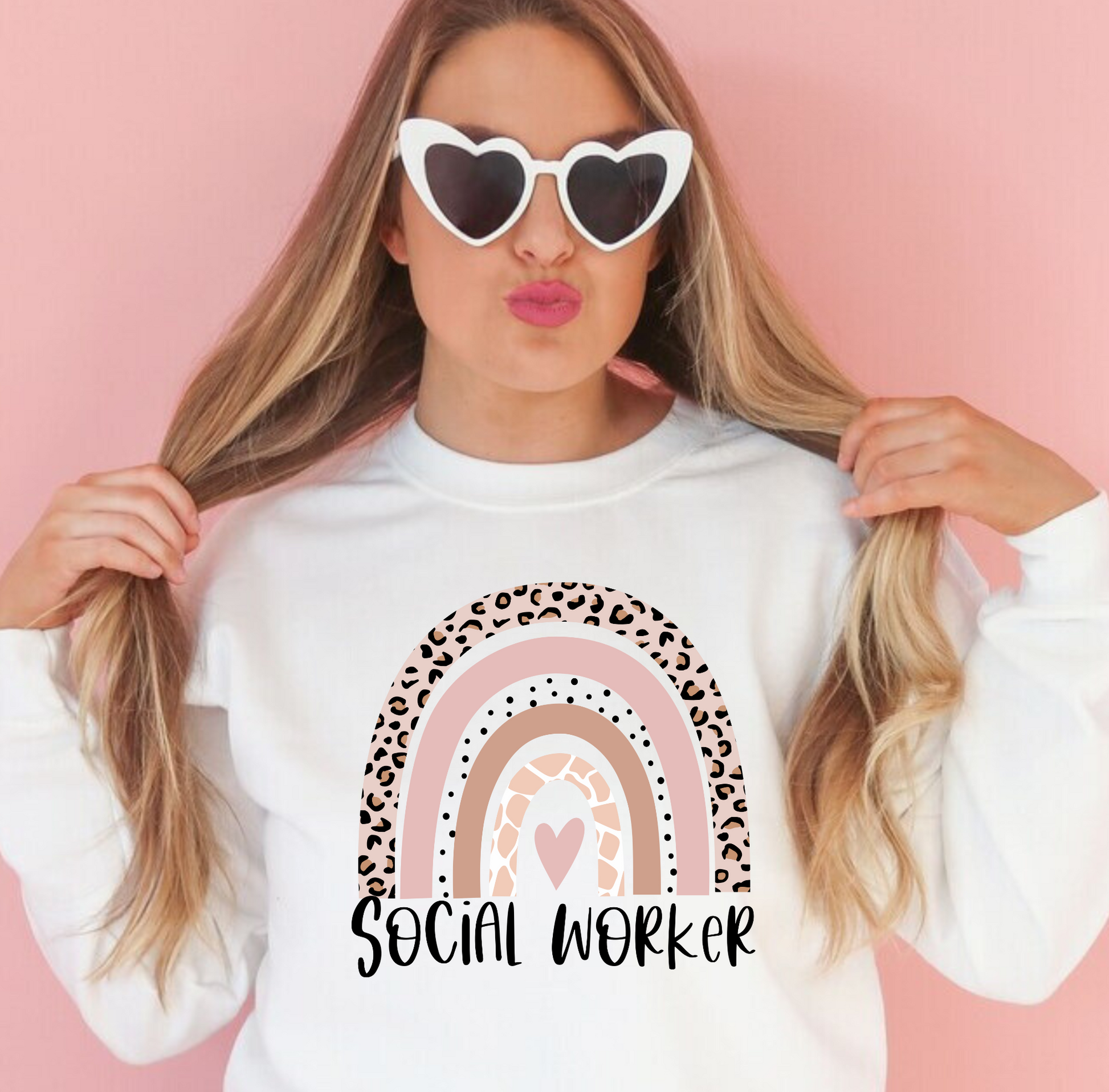 A boho rainbow social worker crewneck sweatshirt. This cozy sweatshirt is perfect for social workers and MSW graduates, featuring a vibrant boho rainbow design. Shop now and showcase your dedication to the field of social work with this stylish crewneck sweatshirt.