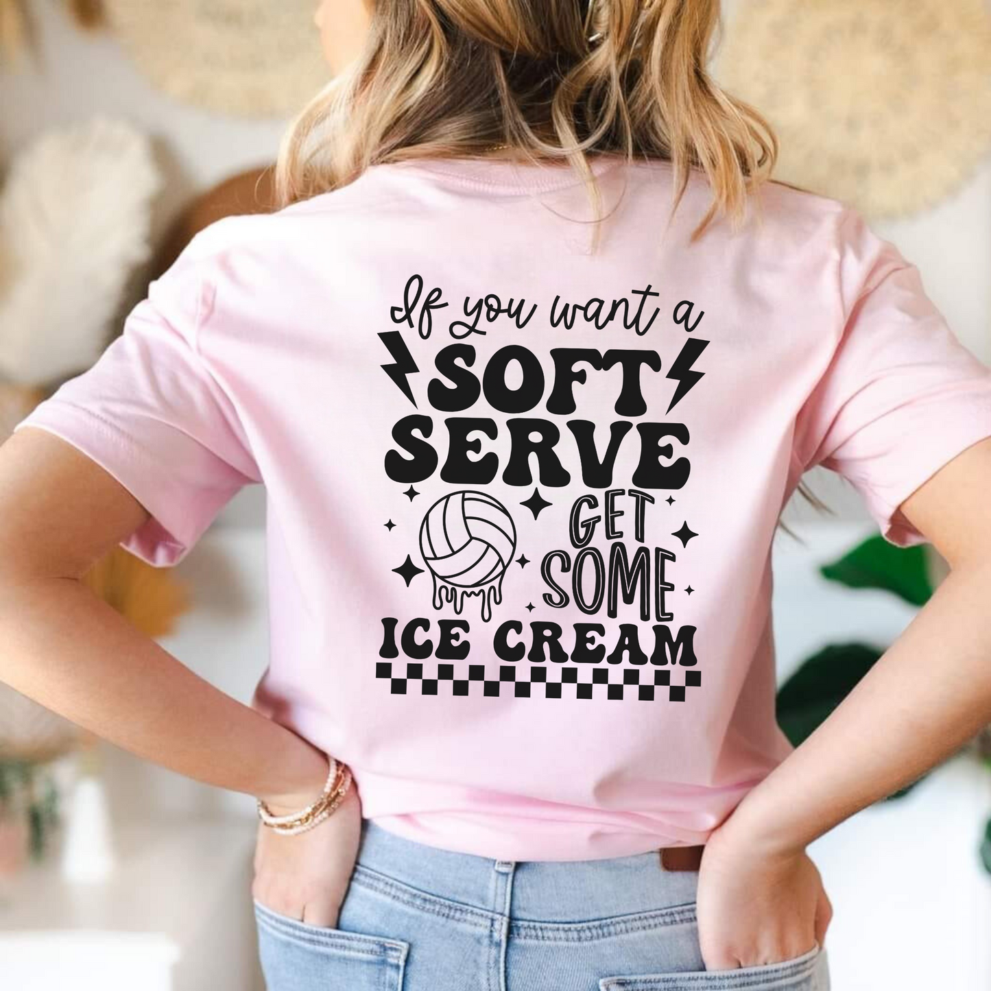 Elevate your volleyball style with our trendy, funny volleyball soft serve ice cream shirt. Designed for volleyball moms, volleyball players and volleyball mamas, this shirt adds a touch of fierce style to your game day attire. Show your support for your athlete in a fashionable way. 