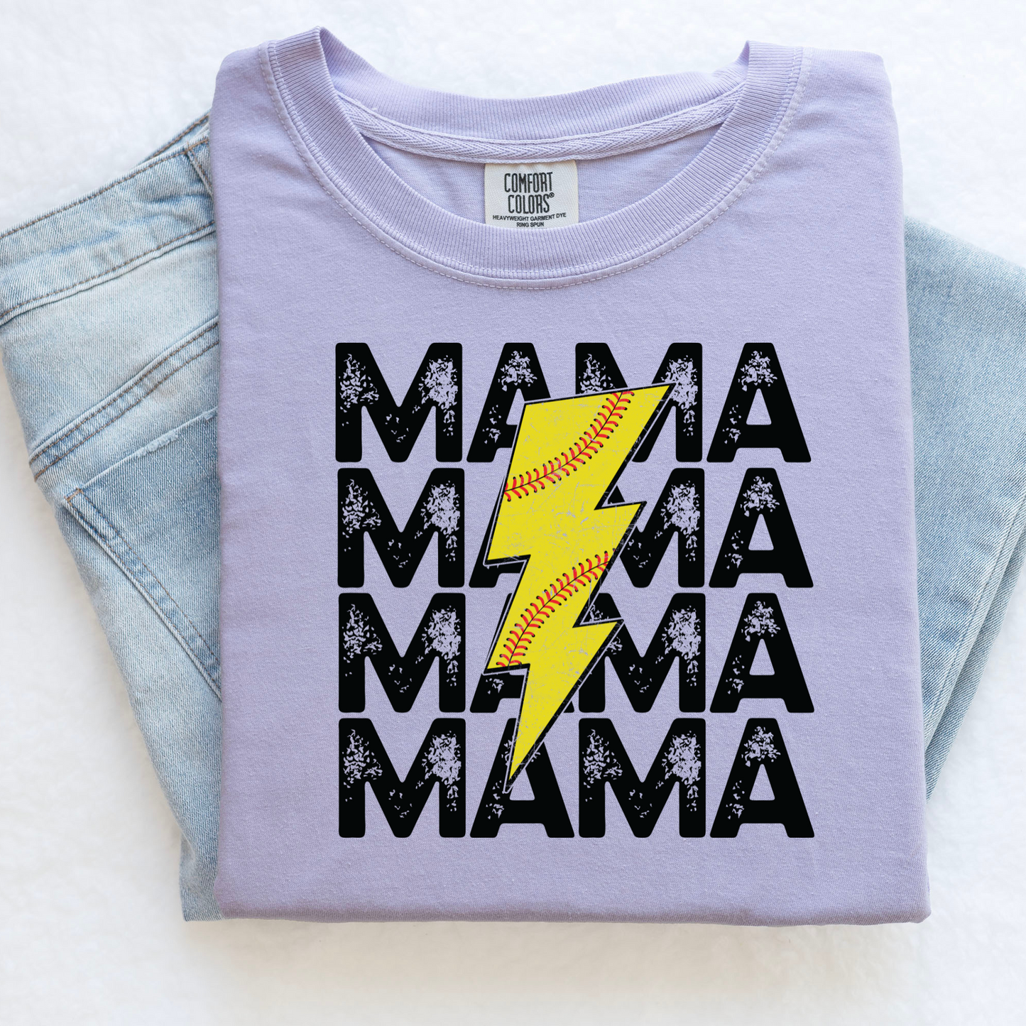 Retro Lightening Bolt Softball Mama Shirt