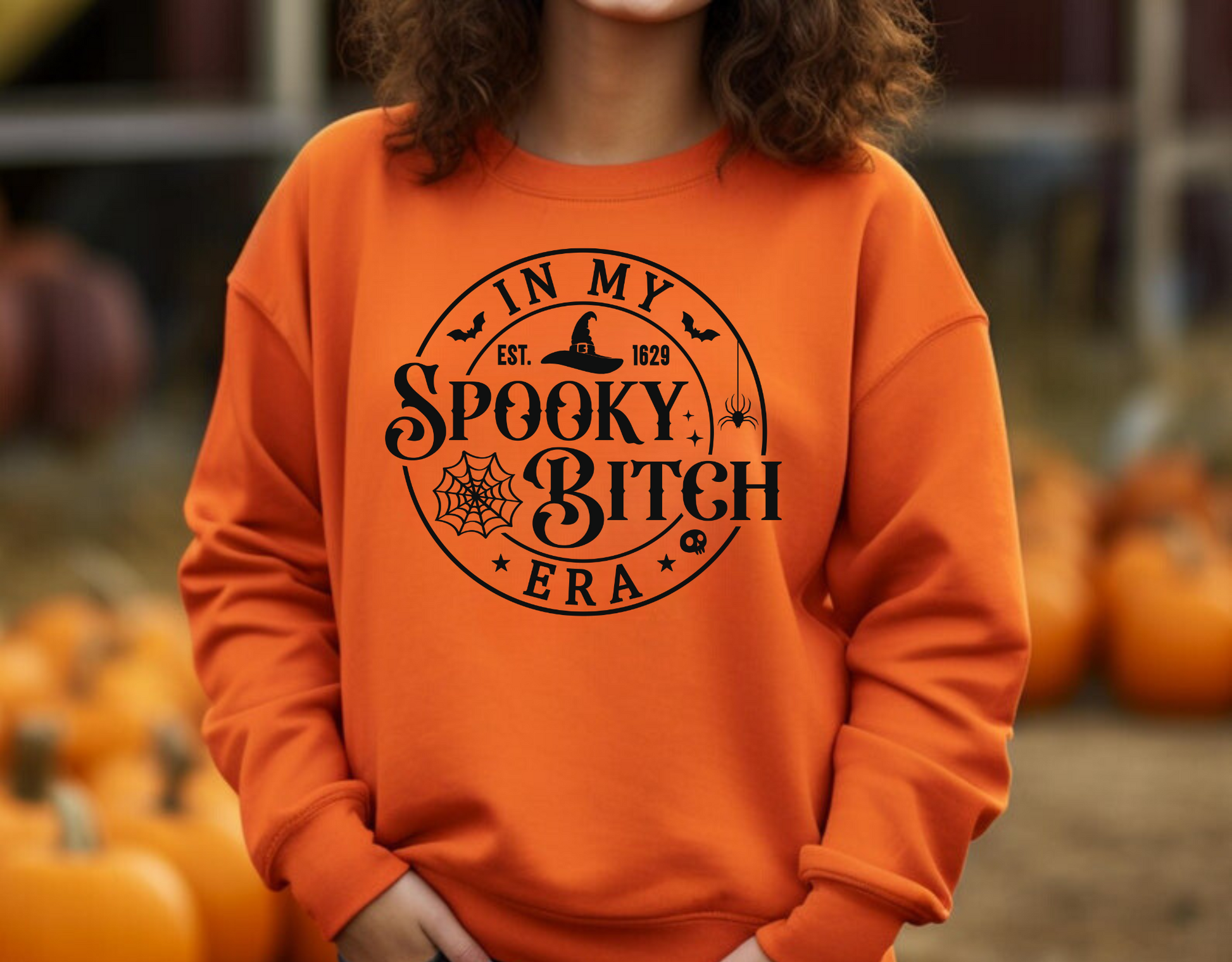 Funny Halloween sweatshirt with "In My Spooky Bitch Era" design - Add a touch of humor and style to your fall wardrobe with this oversized sweatshirt. Perfect for women who want a funny and fashionable Halloween outfit aesthetic during the spooky season.