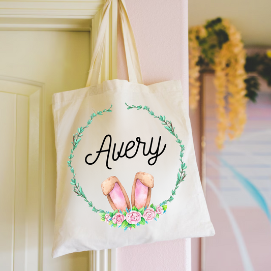 Easter Egg Hunt Tote Bag with Name