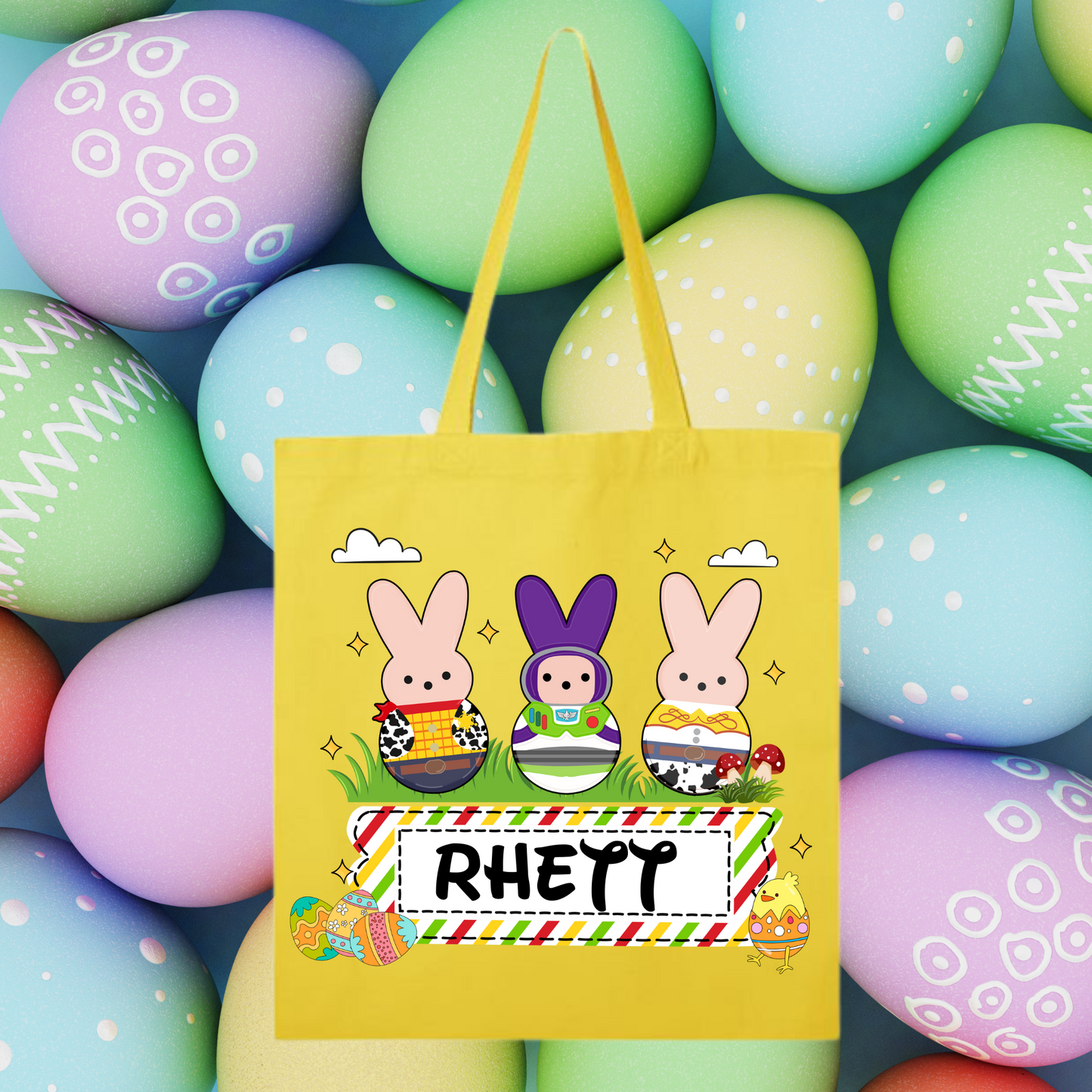 Toy Bunnies Easter Egg Hunt Tote Bag