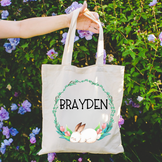 Easter Egg Hunt Tote Bag with Name