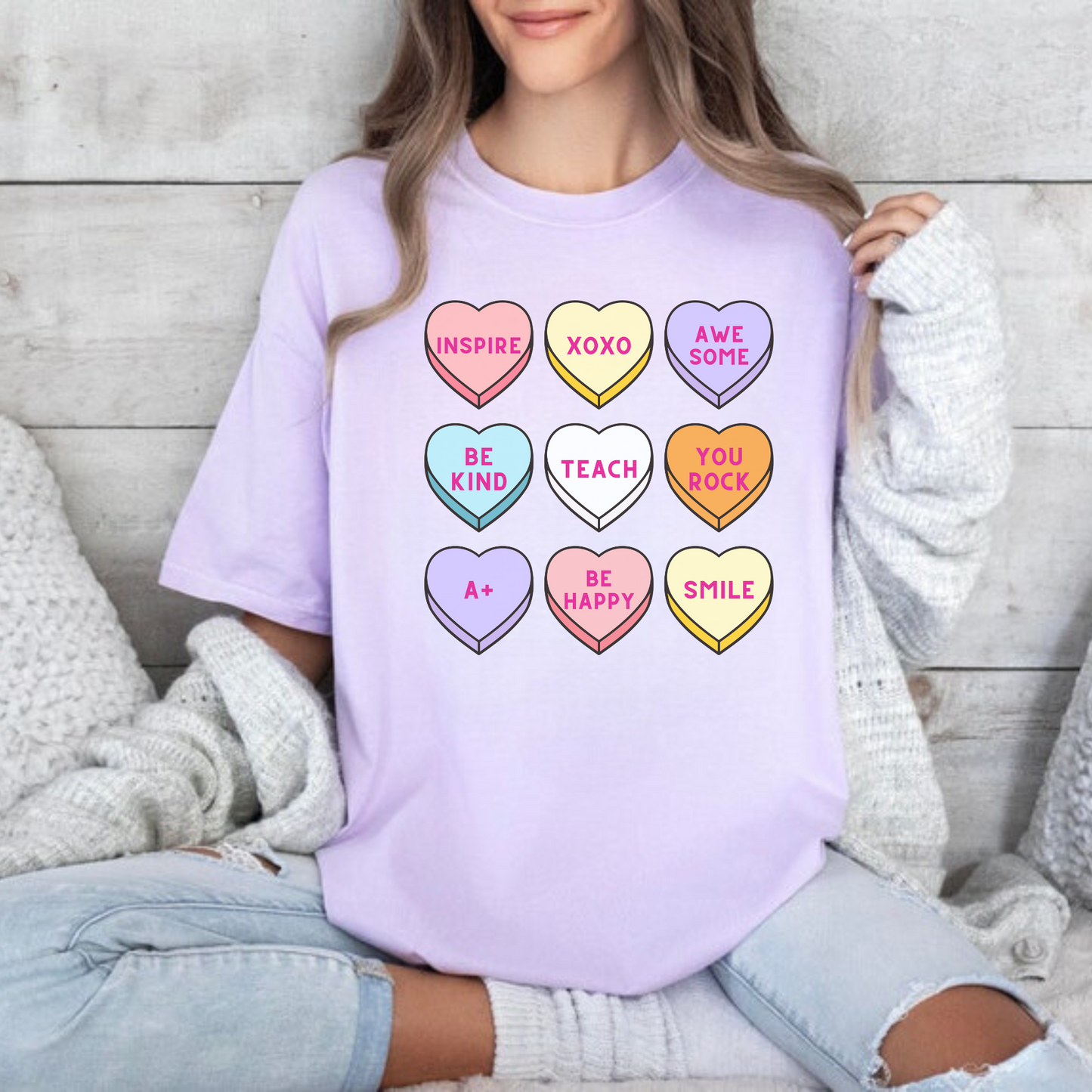 Candy Heart Teacher Comfort Colors Shirt | Cute Valentine Teacher Gift Tee