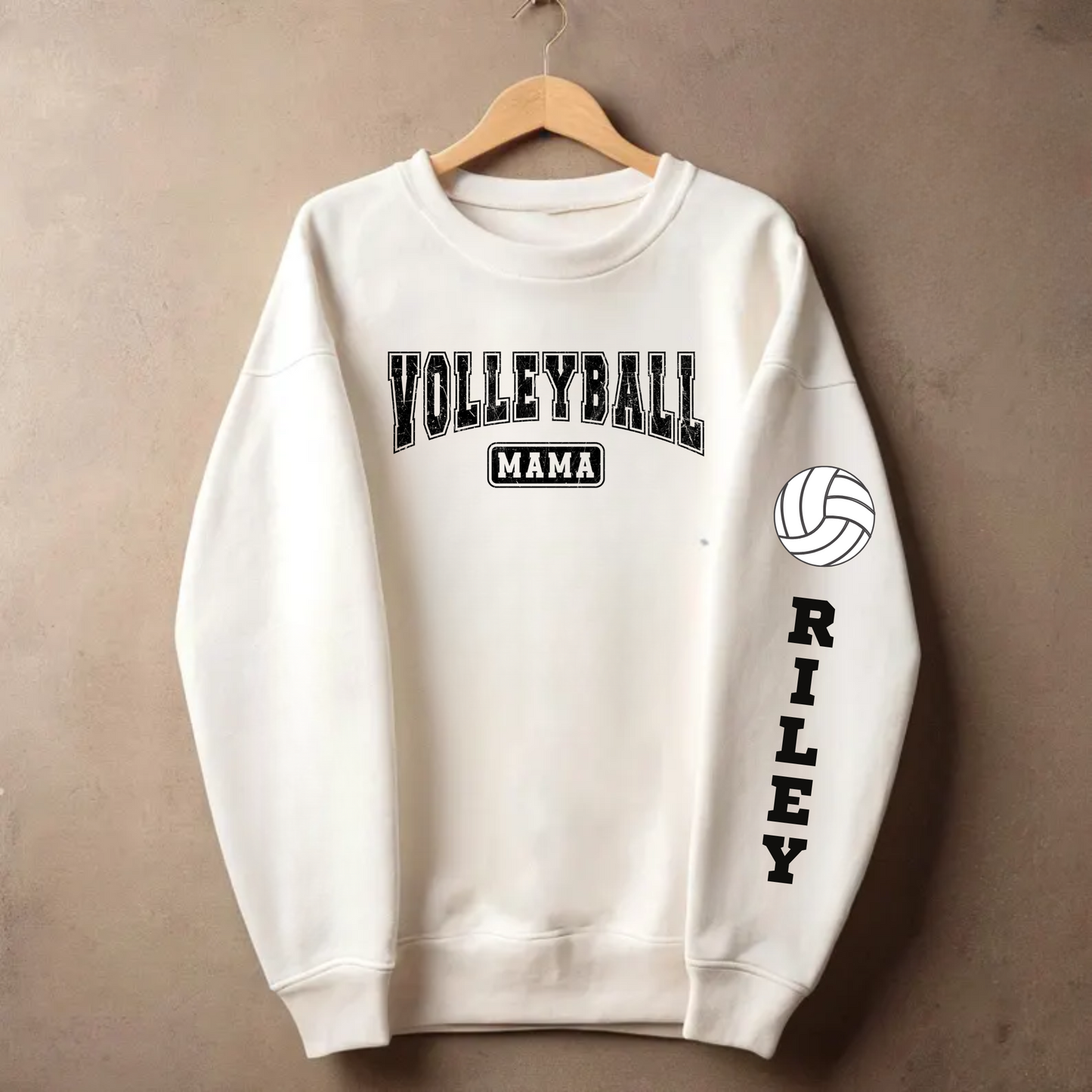 Volleyball Mama Sweatshirt with Personalized Sleeve
