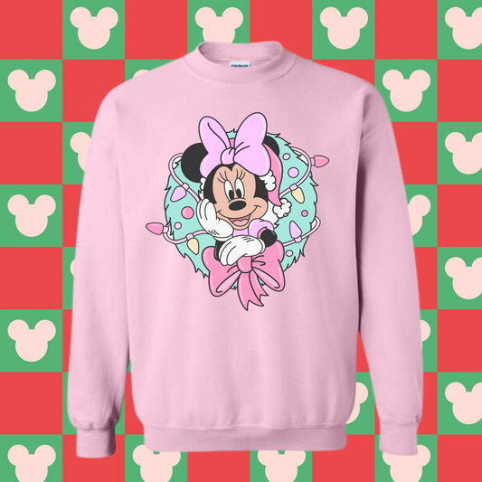Magical Girl Mouse Wreath Christmas Crewneck Sweatshirt